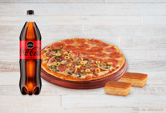 Combo Pizza Mediana, Gaseosa 1.5 L y Postres