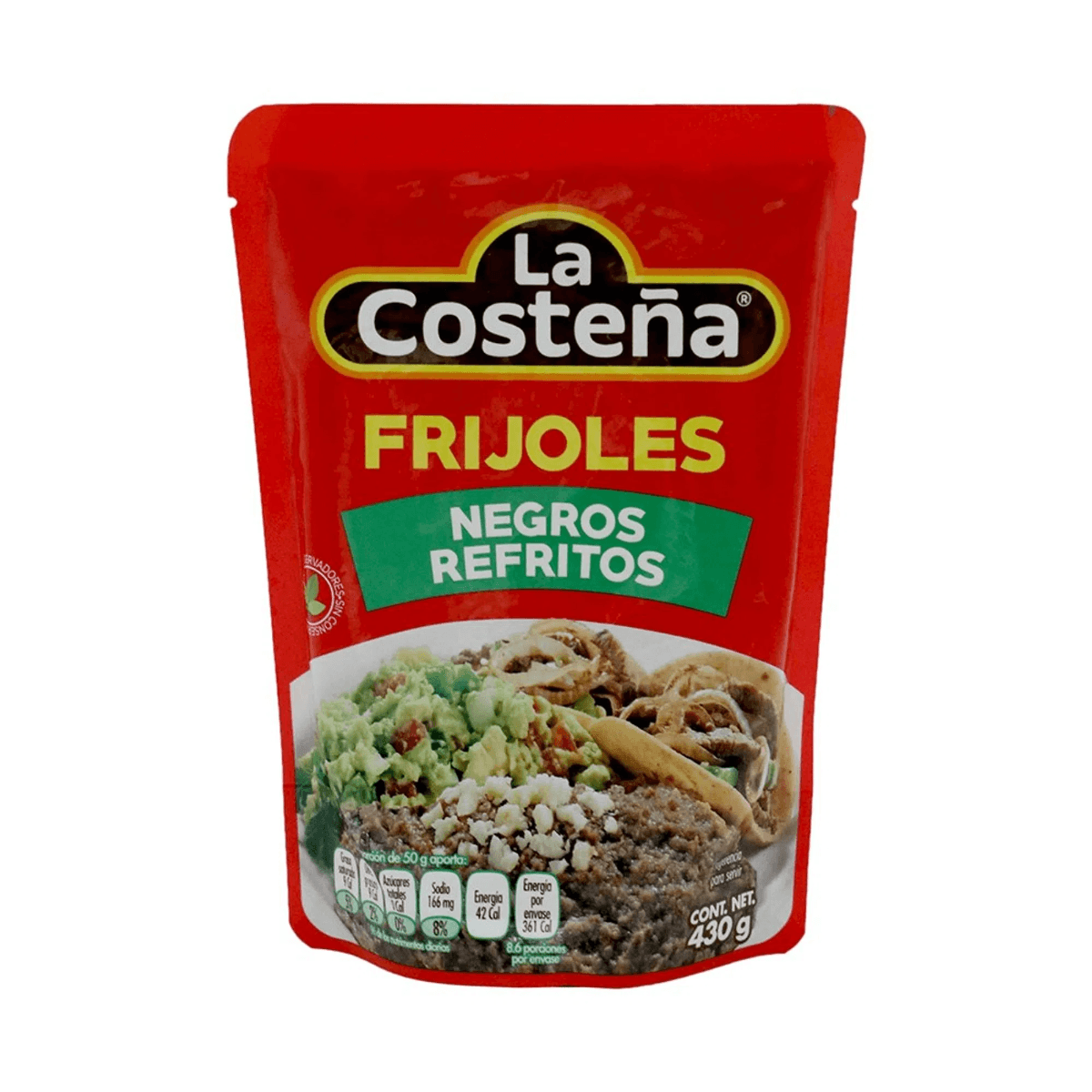 FRIJOLES NEG REFRITOS LA COSTEÑA 430GR .