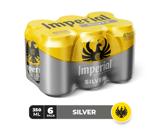 6 Pack Cerveza Imperial Silver Lata 350 ml