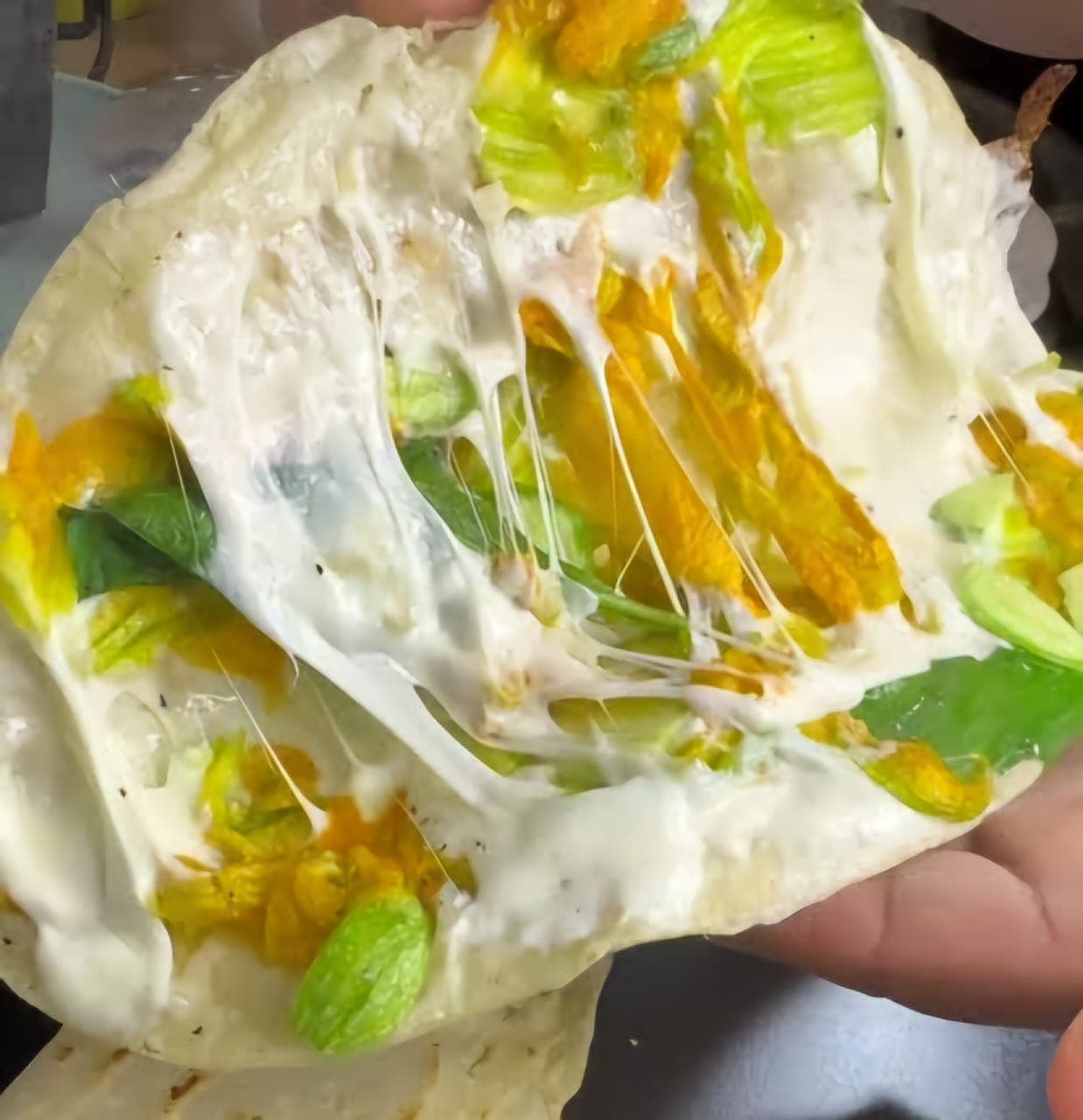 Quesadilla de Flor de calabaza con champiñones