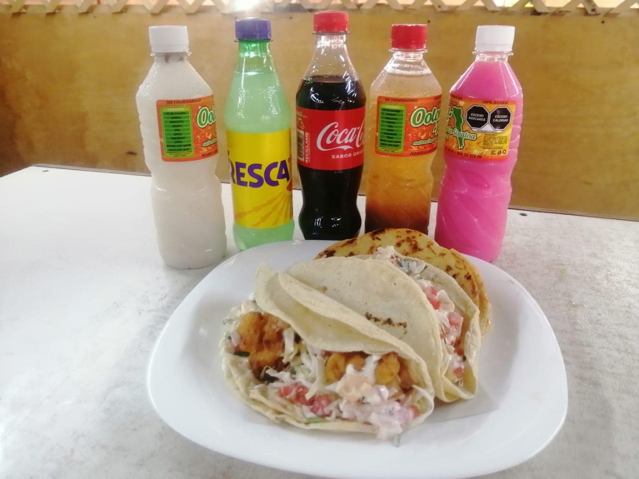 2 Tacos Camaron + Bebida