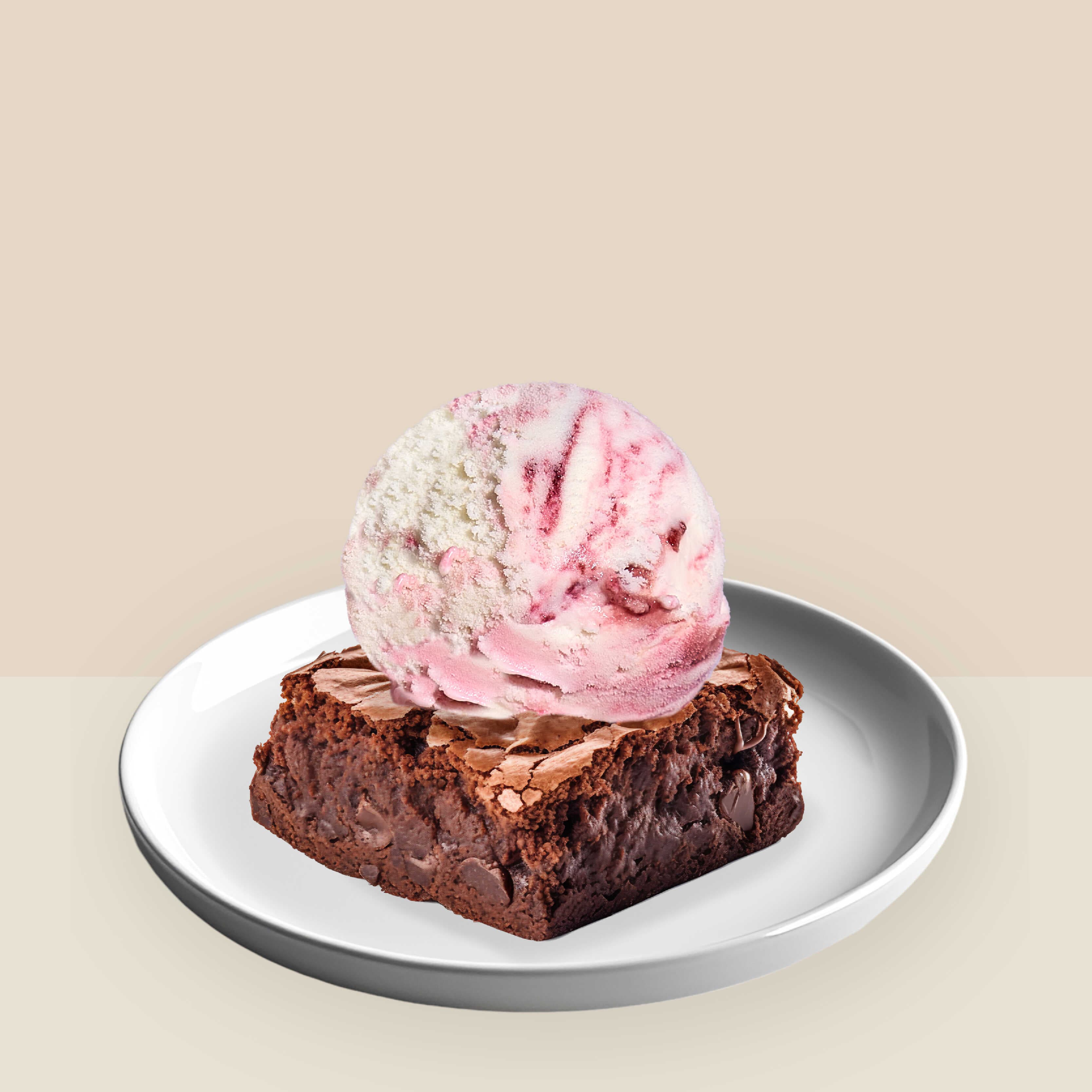 Brownie con Helado de Yogurt Amarena