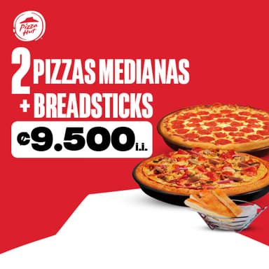 2 Pizzas Medianas + Breadsticks