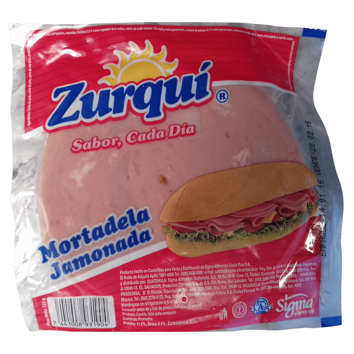 Mortadela Jamonada Zurqui 125 g