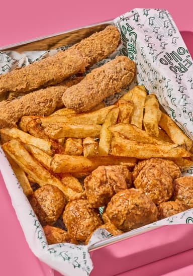 BANDEJA CERO POLLITO (TENDERS, POPS Y PAPAS)
