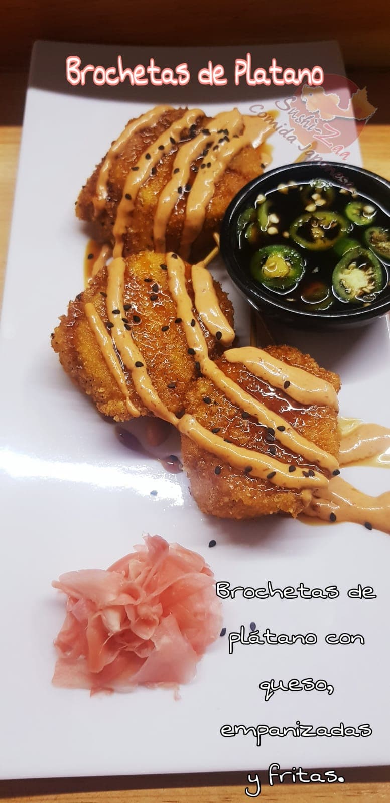 Brochetas Platano con queso