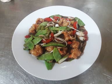 Langostinos con Salsa Tausí