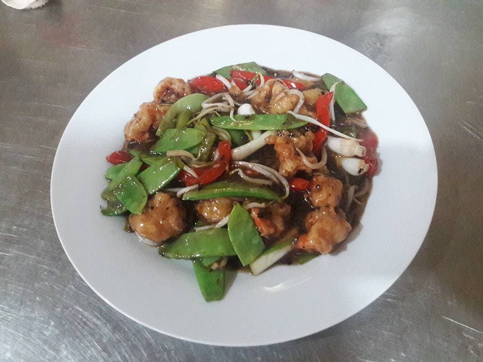 Langostinos con Salsa Tausí
