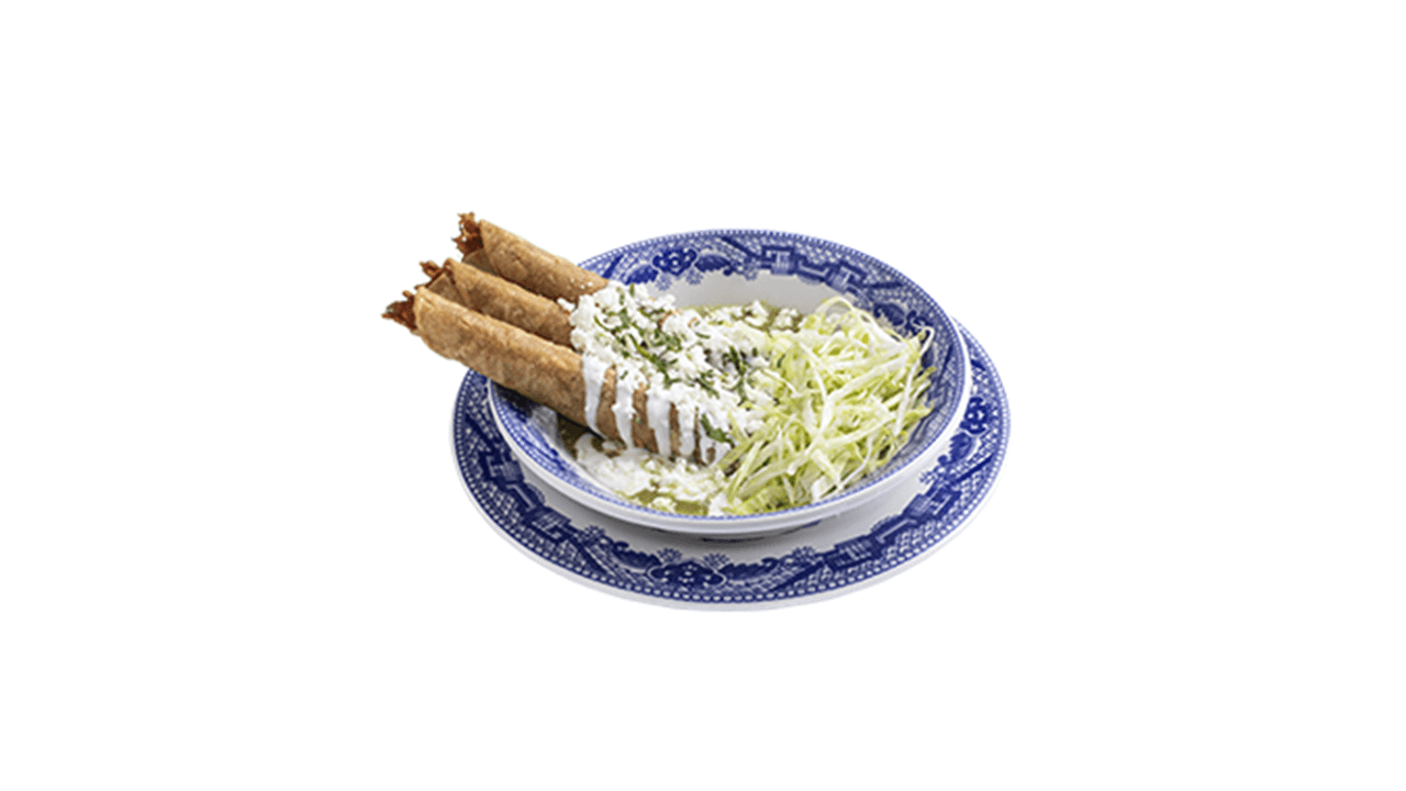 Flautas Ahogadas Pollo/Cochinita/Pastor/Papa