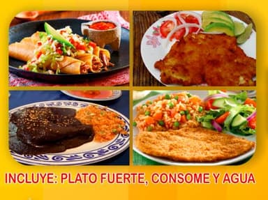 Comida corrida platillo+consomé+agua