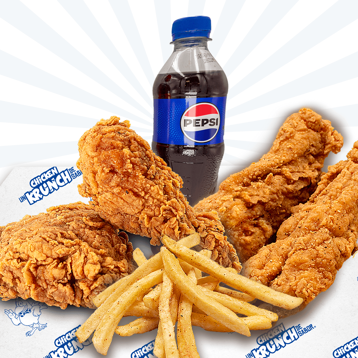 Combo 2 Tiras K, 2 pzas Pollo K y 150 Papas