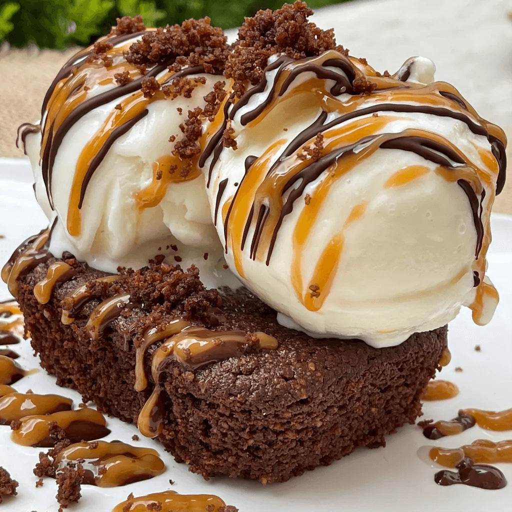 Brownie Melcochudo con Helado