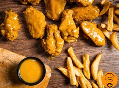 8 Alitas con Papas Francesa