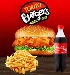 Hamburguesa de Pollo + Papas + Coca Cola