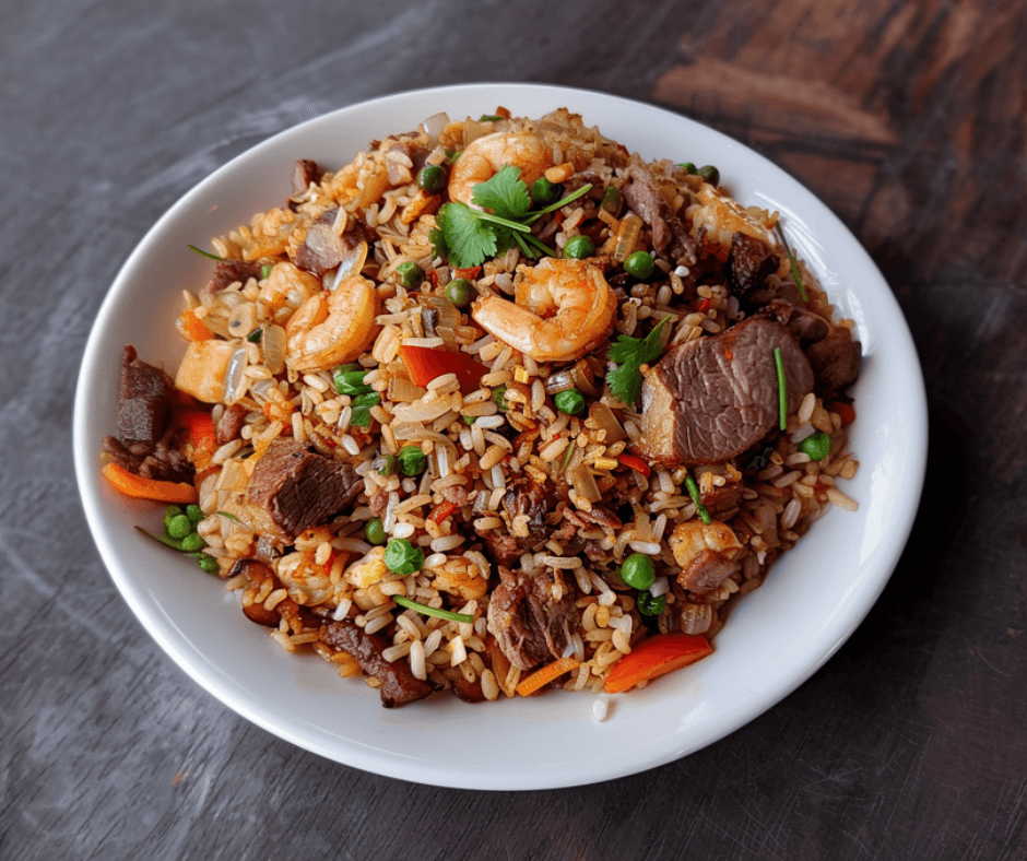 Arroz Cantones y Camarones