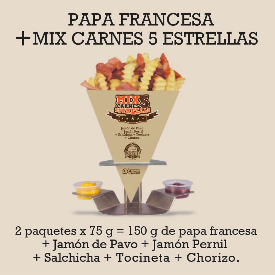Papa Francesa + Mix Carnes 5 Estrellas