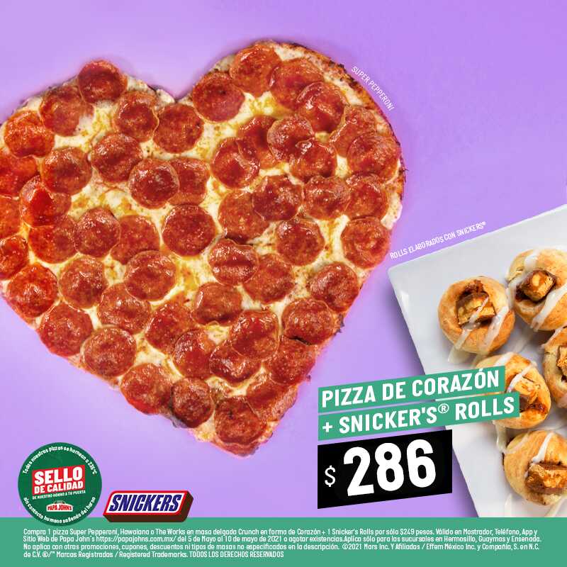 Pizza de corazón + Snickers roll