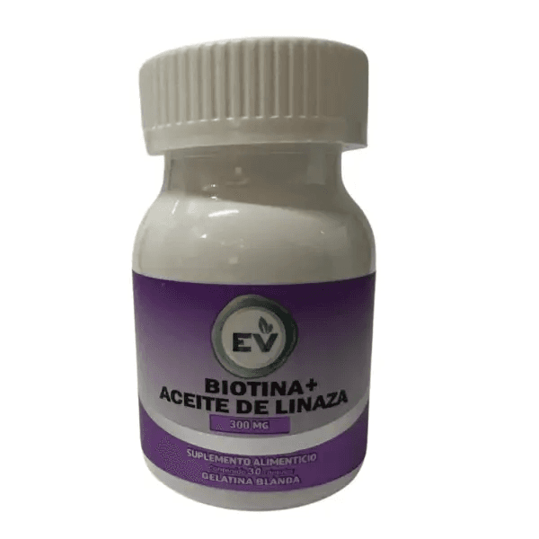 Biotina, Linaza 300 mcg/180 mg con 30 Cápsulas