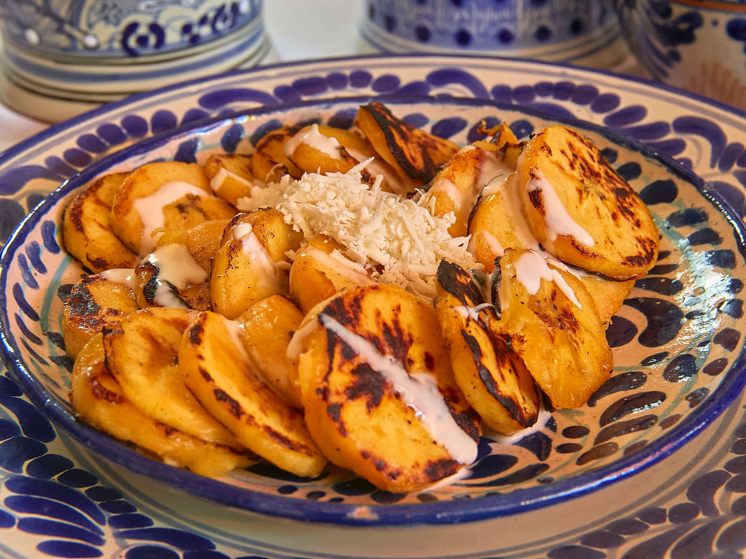 Platanos fritos con crema