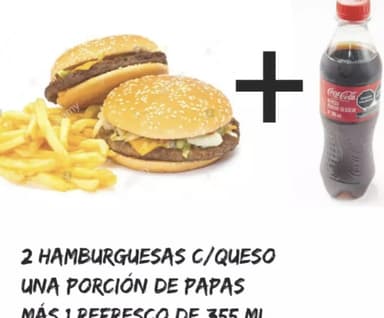 Combo-DIDI 2 Hamburguesas y Refresco 355ml