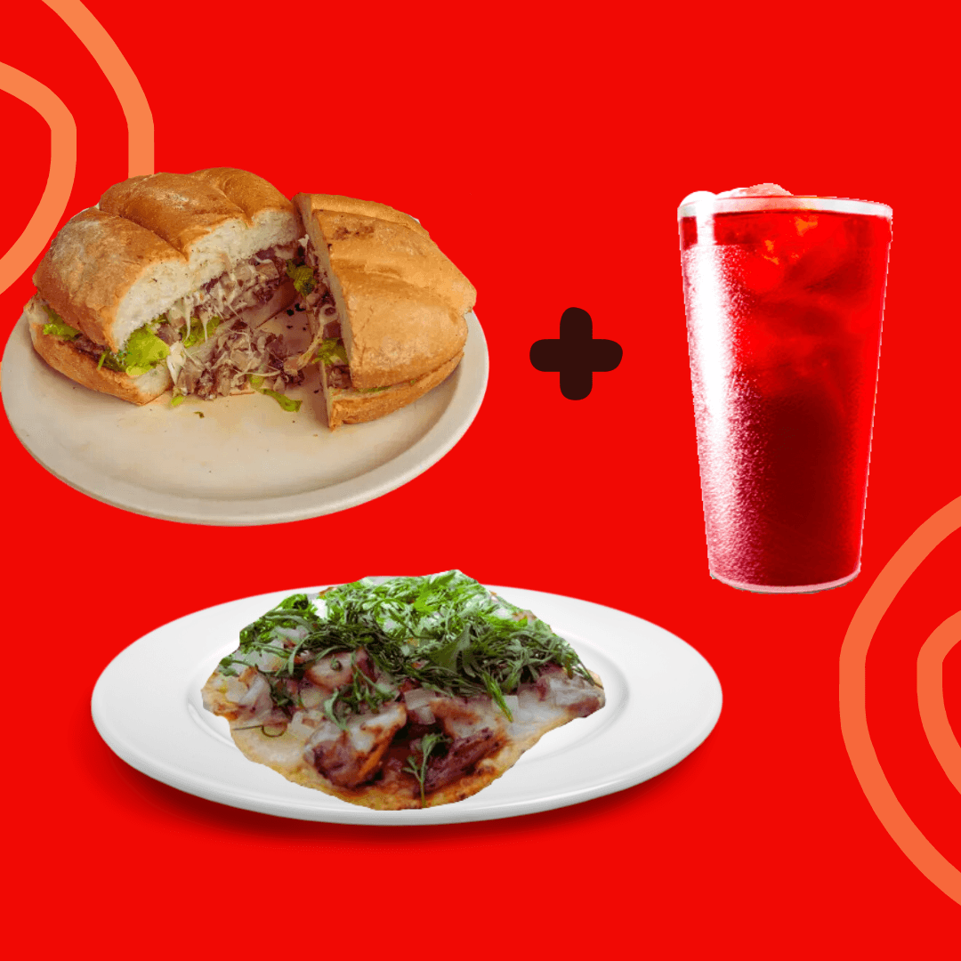 1 Tortas Chuleta + 1 Volcan Pastor + 1 Agua Fresca