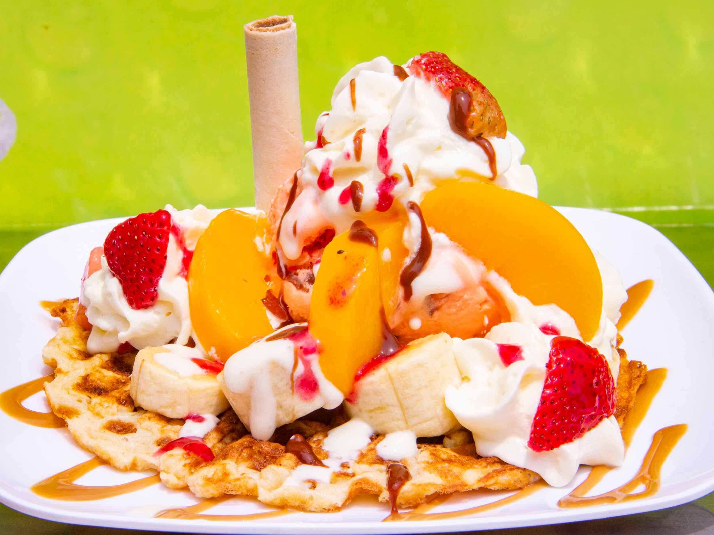 Waffle con Helado
