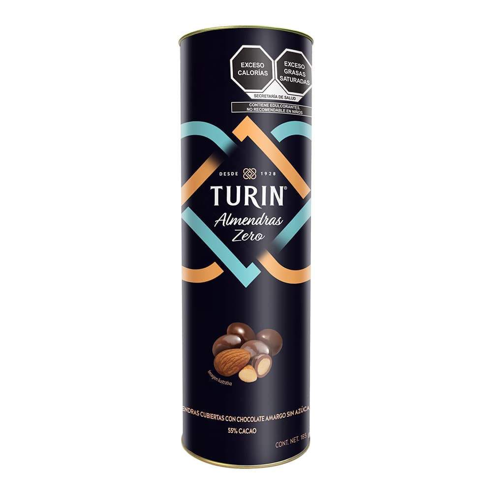 Turin Zero Almendras Chocolate Tubo 185 G
