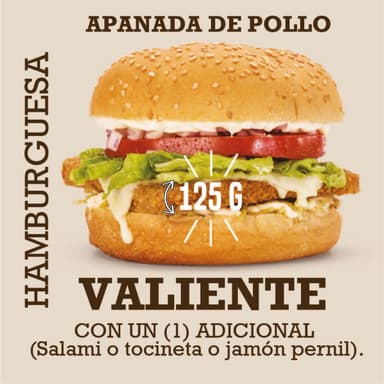 Hamburguesa Valiente de Pollo Apanado