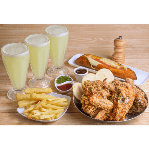 1 Pollo Broaster+francesa+yuca+patacones+limonadas