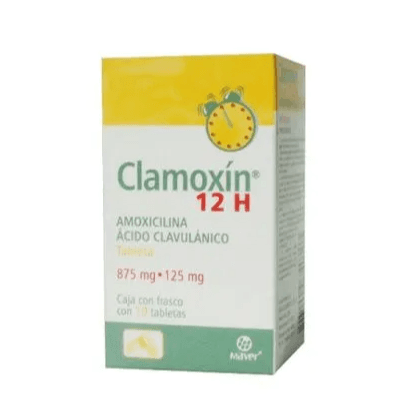 Clamoxin  12H 875 mg / 125 mg 10 Tabletas