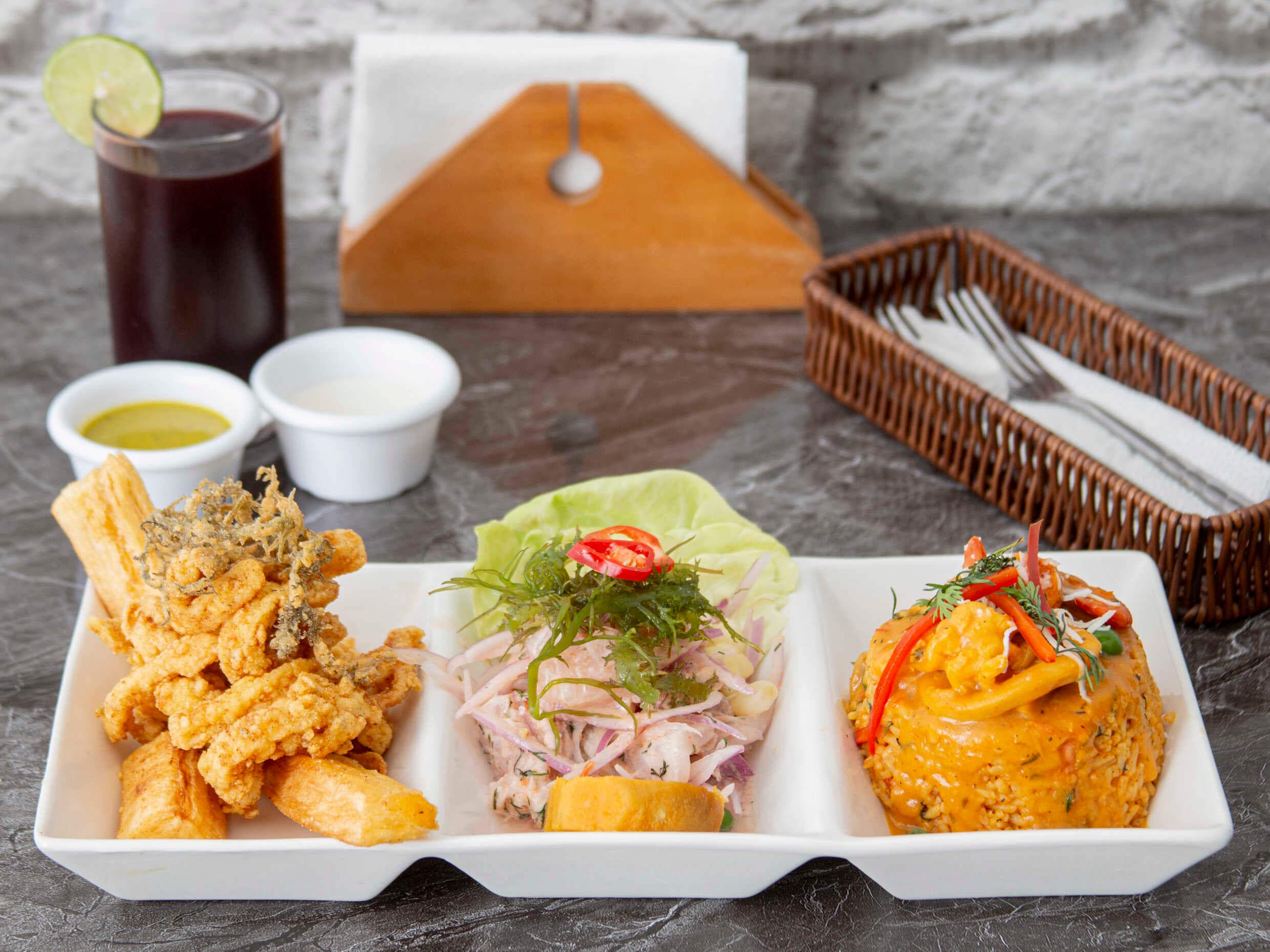 Trio 1 : Arroz Mariscos + Ceviche Mixt+ Chicharrón