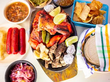 1 Pollo Asado frijoles charros, salsa, tortillas