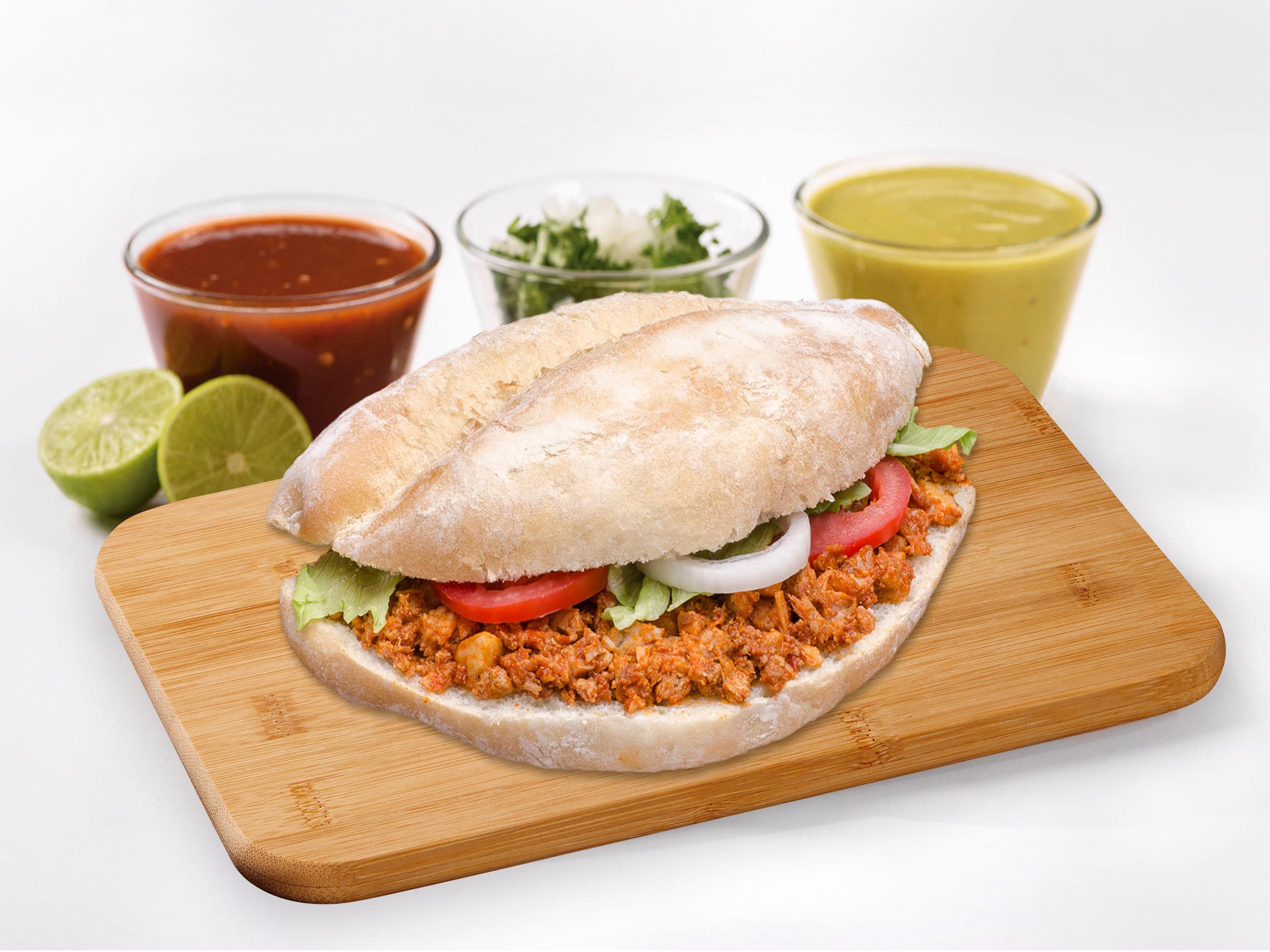 Torta de Pastor con Queso Carne Adobada