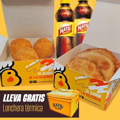 3 Papas Rellenas +3 Empanada de Queso +2 Natumalta