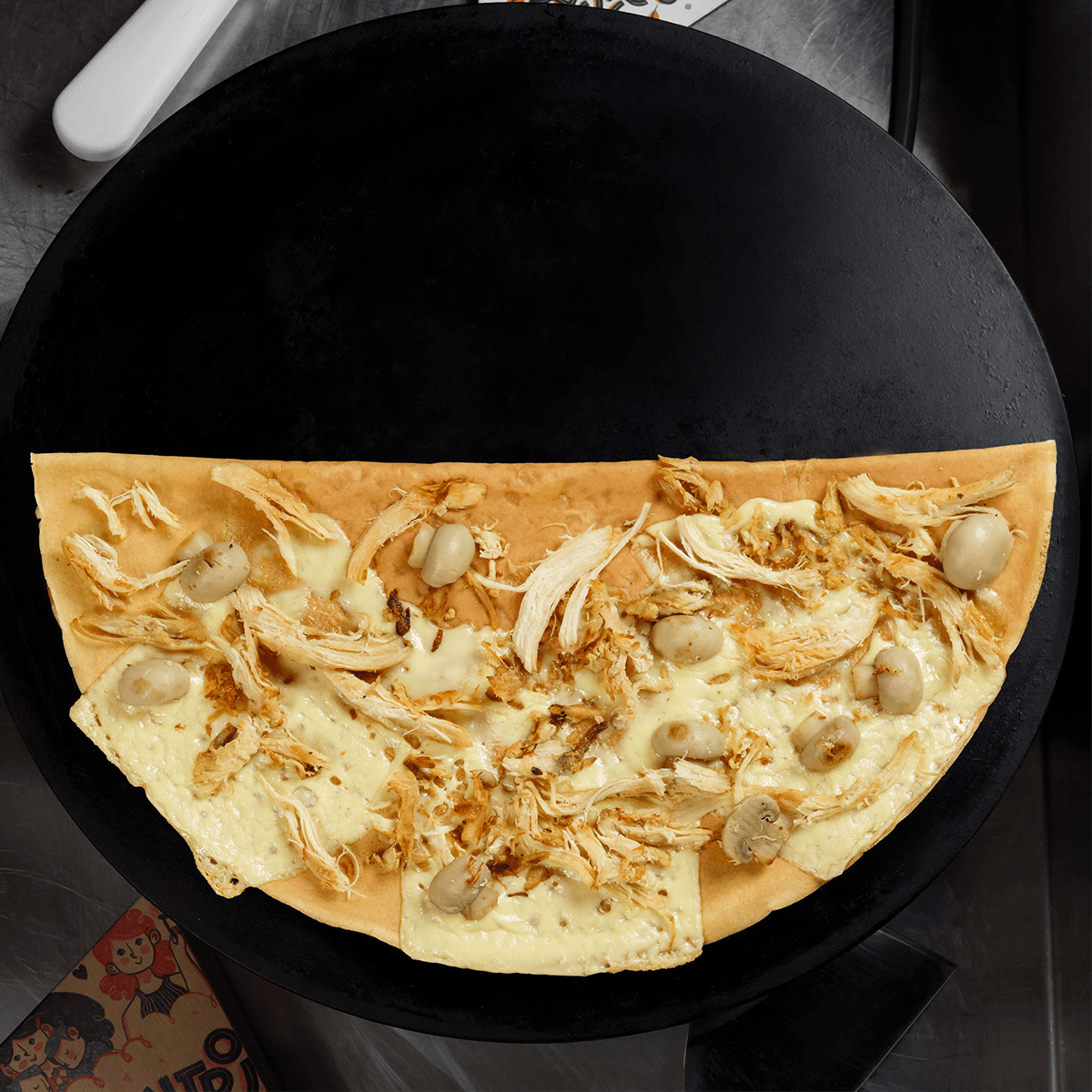 Crepe Pollo, Queso y Champiñones