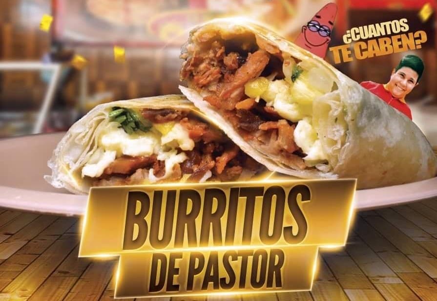 2 Burritos  de Trompo. + 1 L de Agua