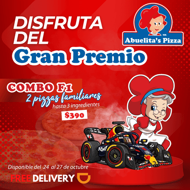 Combo F1 : 2 Pizzas Familiares 3 Ingredientes