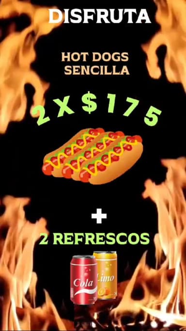 2 Paquetes Hot Dogs + 2 Refrescos