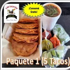 Paquete 1 (5 Tacos + Consomé Ch Gratis)
