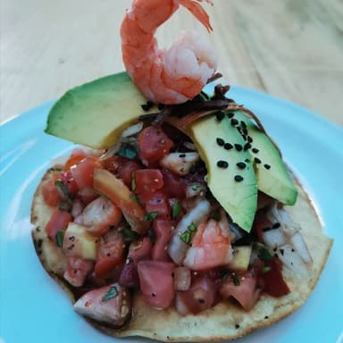 Tostada de Ceviche de Camarón