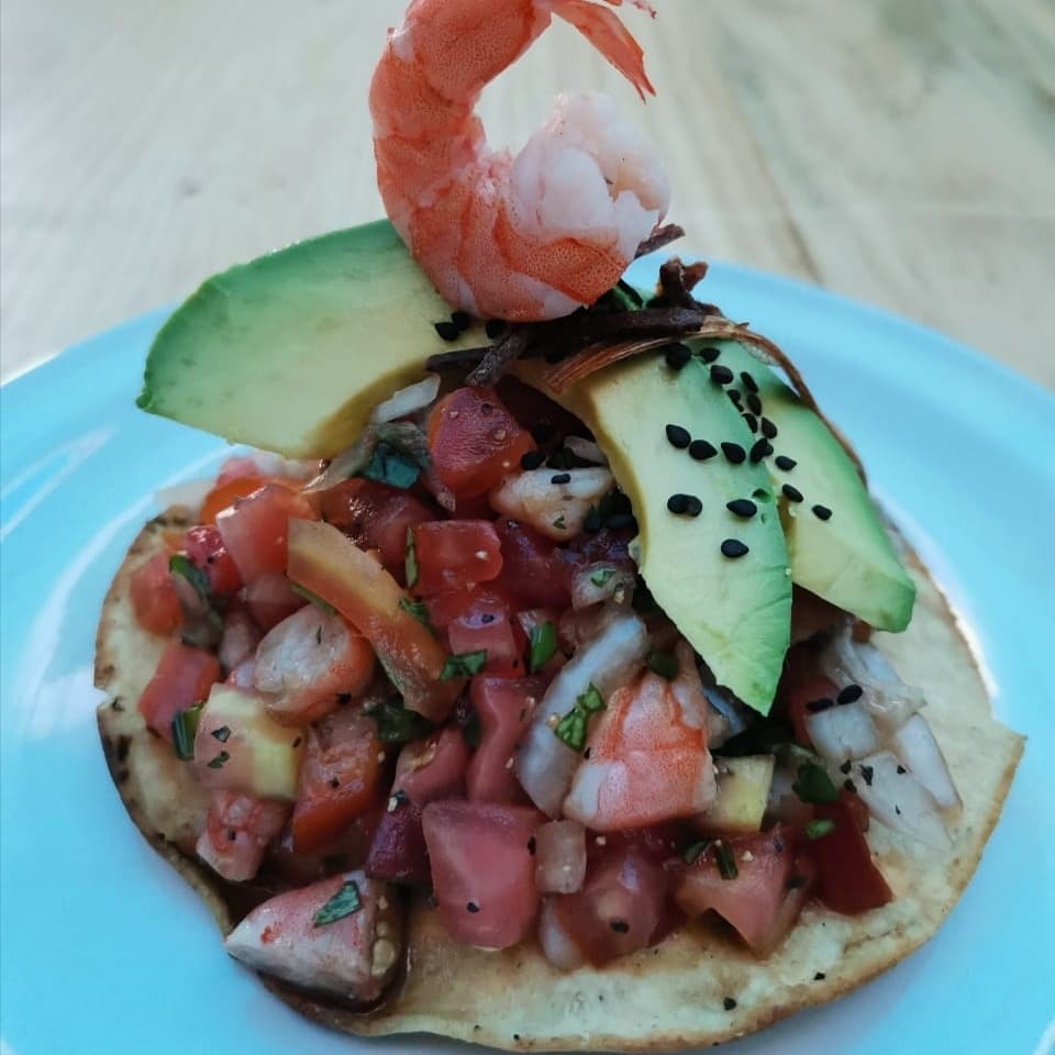 Tostada de Ceviche de Camarón