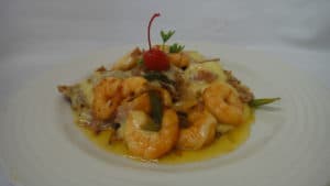 Camarones con Tocino Gratinado