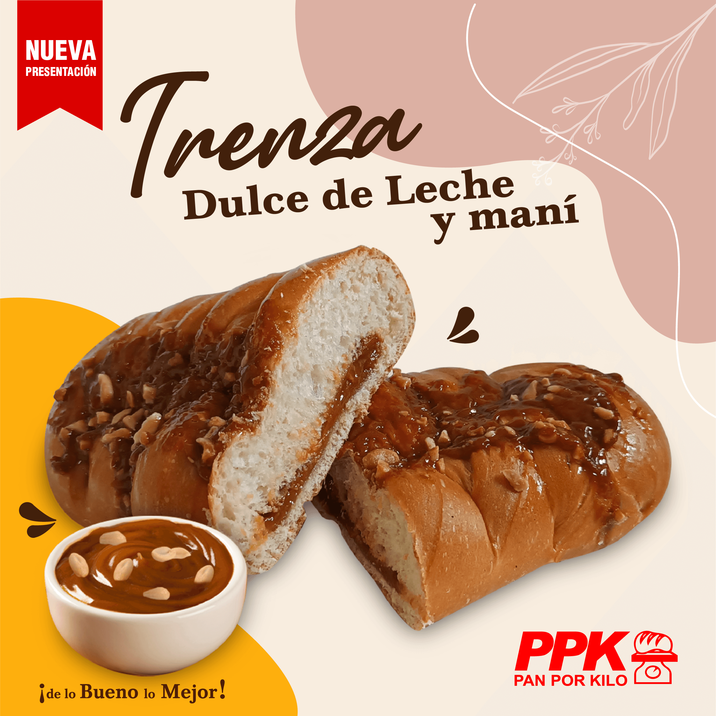 Trenza con dulce de leche con maní