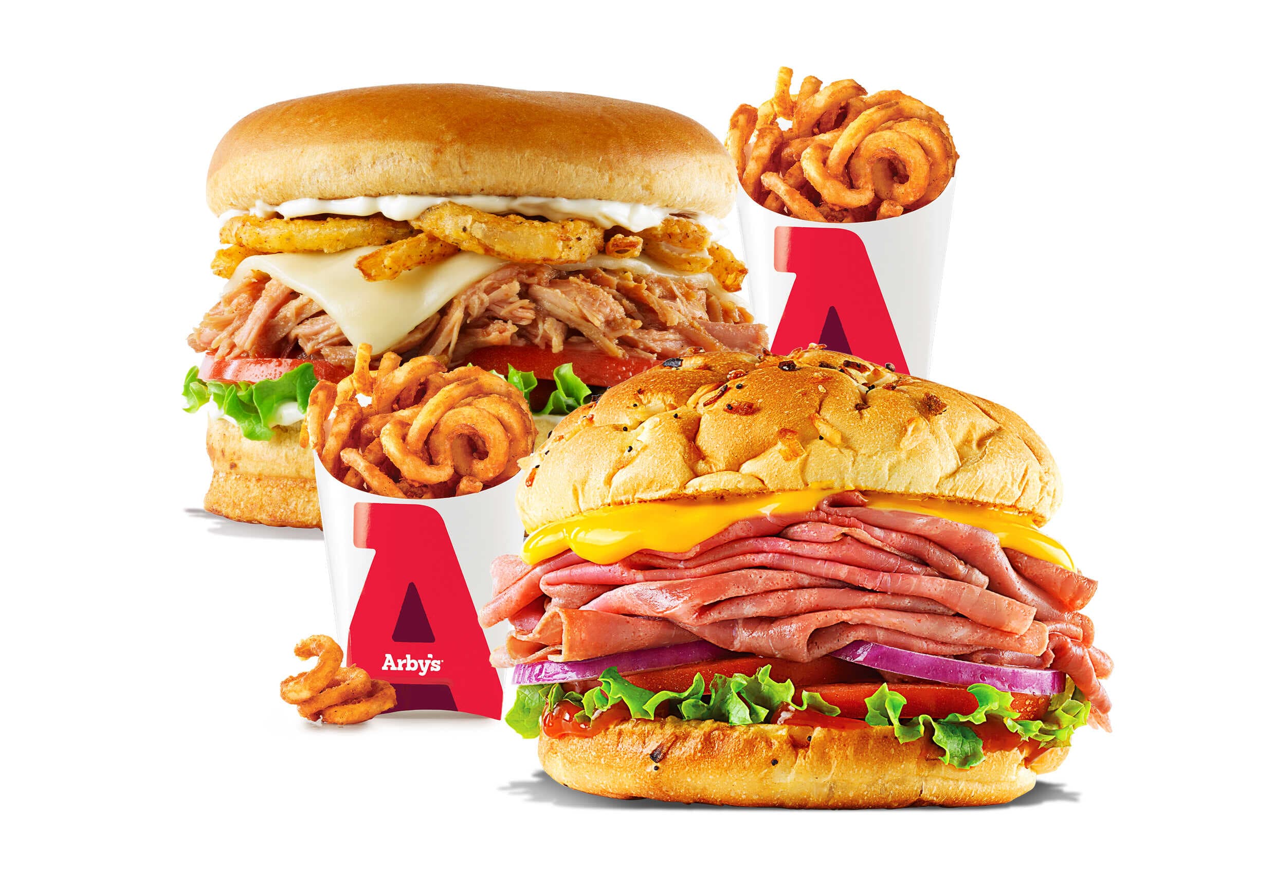 1 Pulled Pork+1 Beef&Cheddar Deluxe + 2Curly Fries