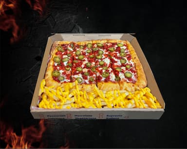 Pizza Cuadrada + Papas con Queso