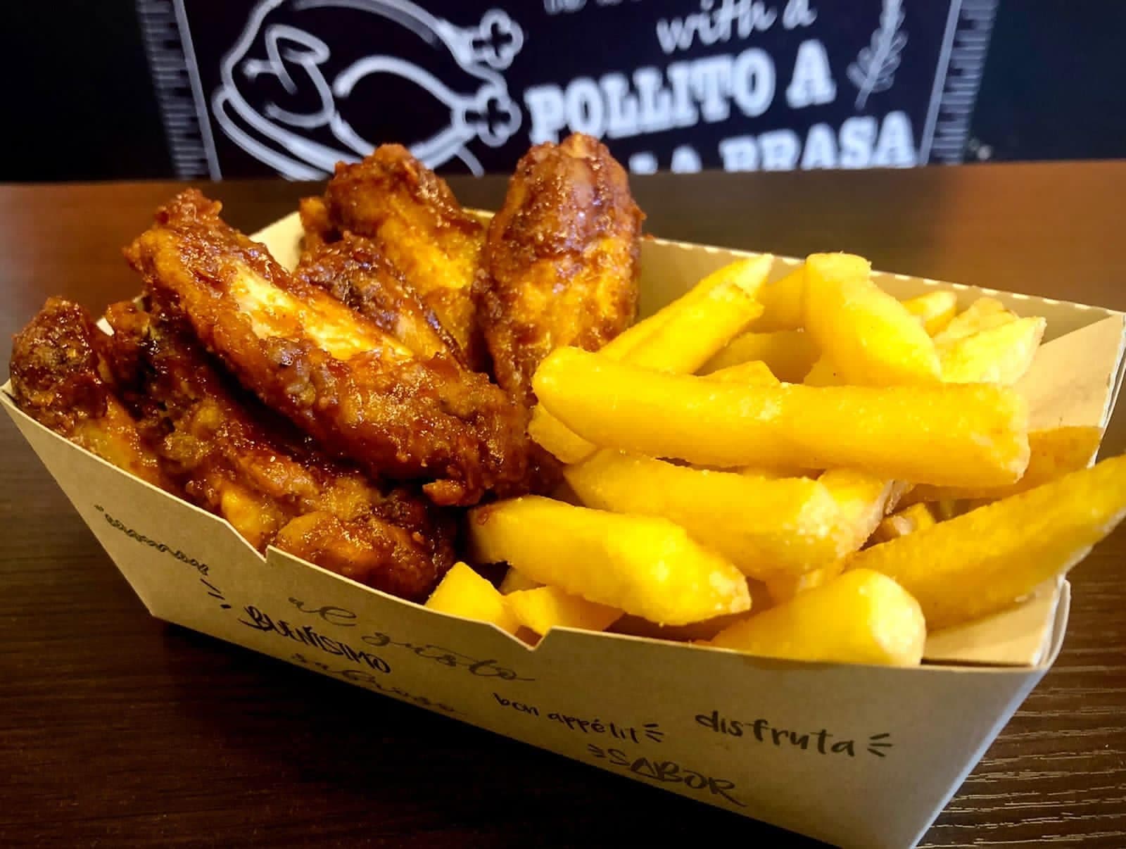 Alitas BBQ y Papas