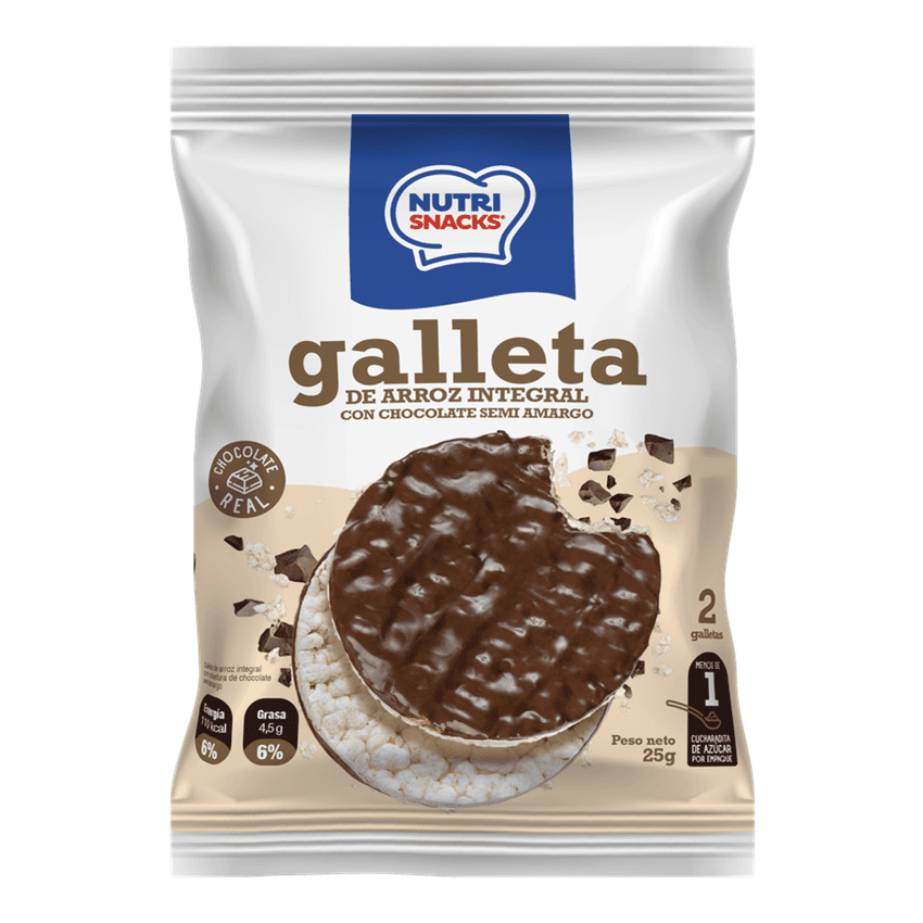 Galleta Arroz Nutrisnacks Chocolate Envoltorio 25 g