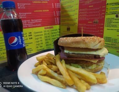 1 hamburguesa doble carne+francesa+gaseosa 250