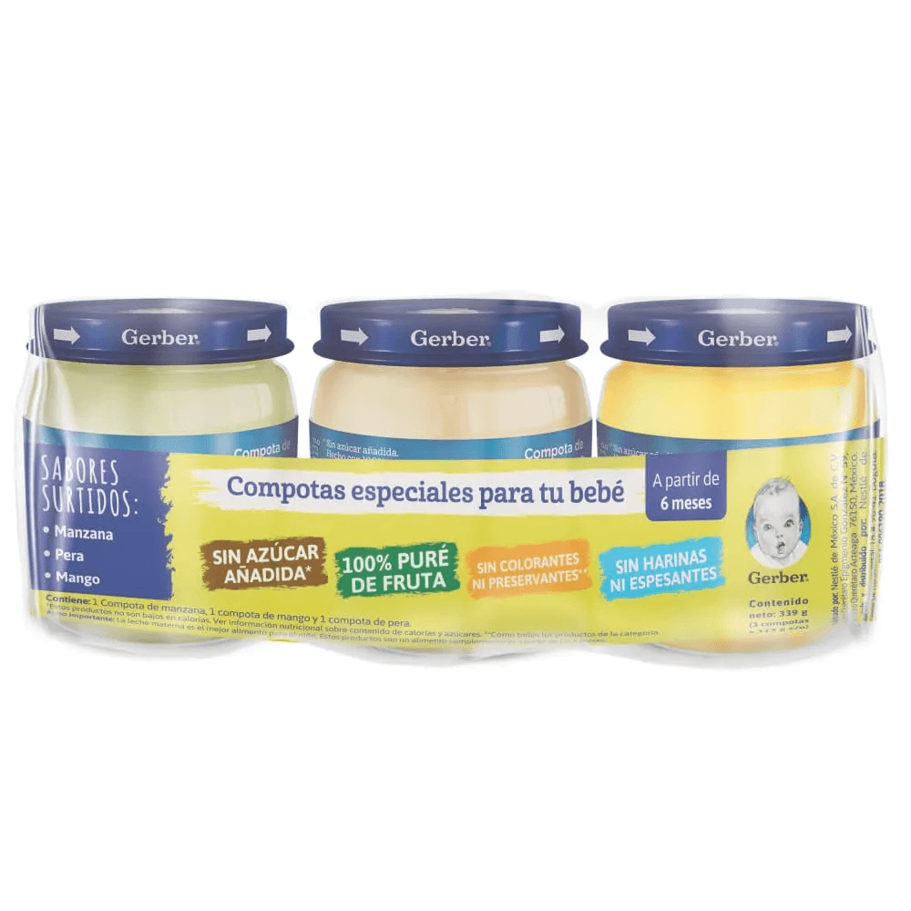Compota Gerber Fruta Mix X3 339 grs