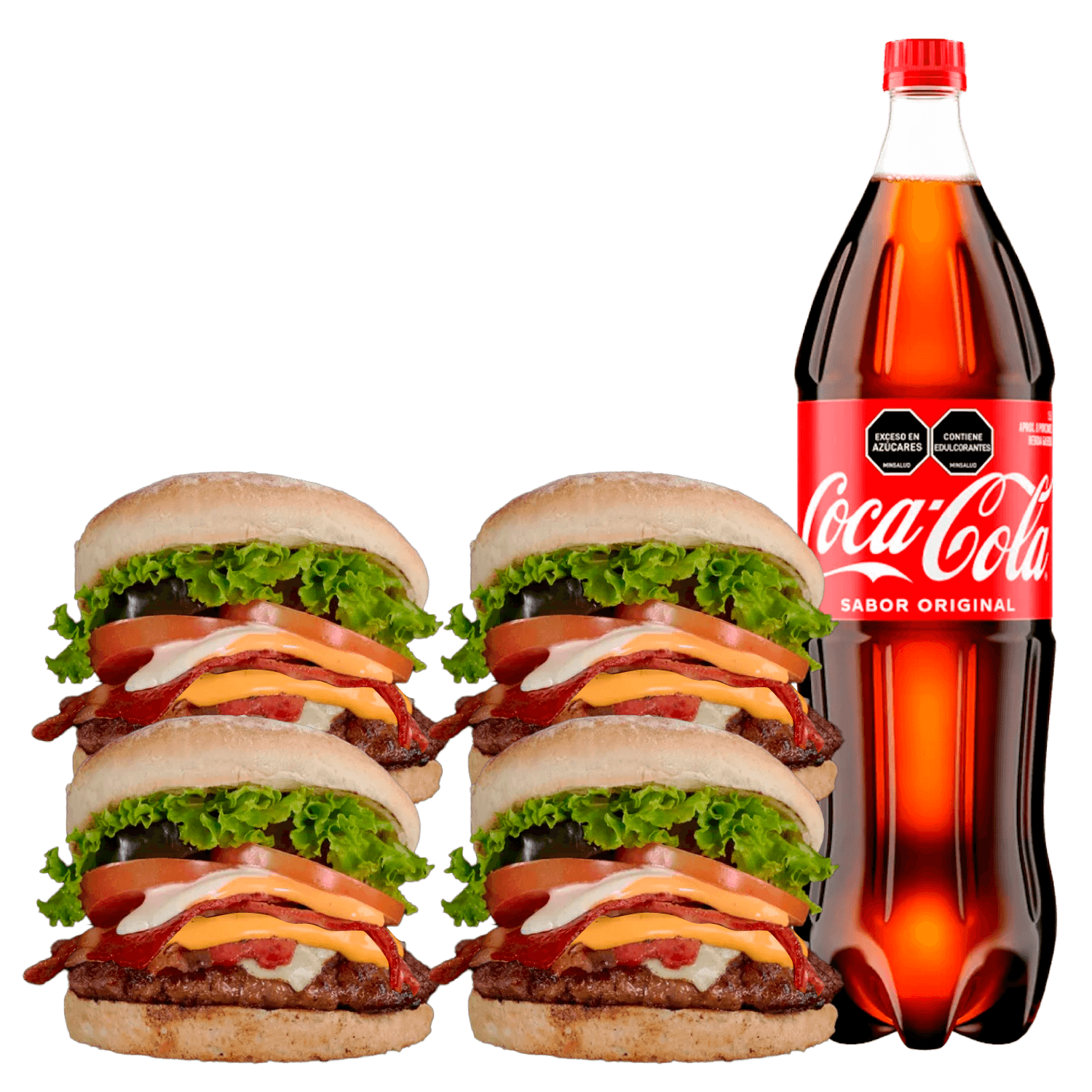 4 Hamburguesas Sencillas + 1 Gaseosa 1.5 litros